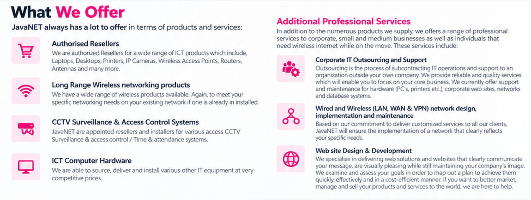 JavaNET products and professional services