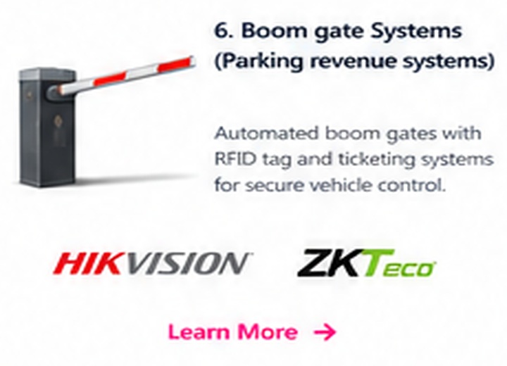 Boom gate Systems (Parking revenue systems or RFID Tag Security control)